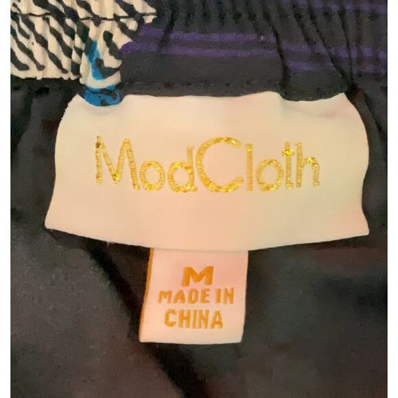 Modcloth Pants Blue Plaid Patchwork Print - Picture 6 of 7